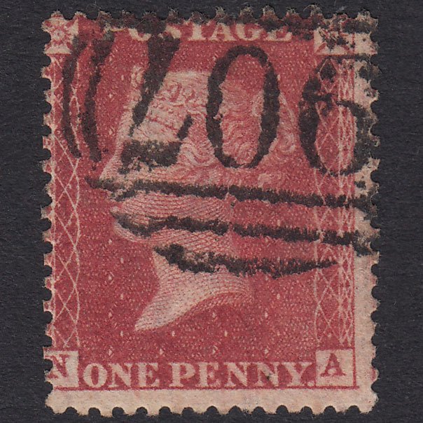GB QV 1861 1d Rose-Red Plate R16 SGC13(3) NA GU Woodbridge 907