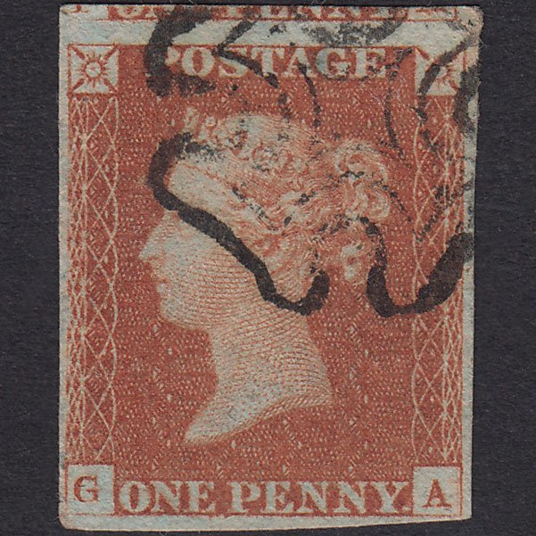GB QV 1841 1d Red-Brown Plate 26 SG8-B1(1) Guideline GA FU 4 Margins MX