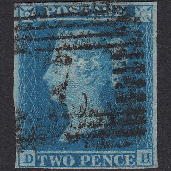 GB QV 1841 2d Blue Plate 3 SG14-E1(2) DH FU Alloa 7