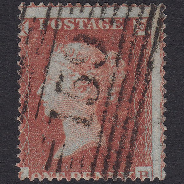 GB QV 1854 1d Red-Brown Plate 179 SG17-C1(1) LB FU Glasgow 159 Misperf