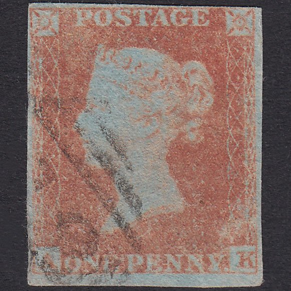 GB QV 1841 1d Orange-Brown Pl 148 SG12-B2(3) AK GU Missing Imprimatur 4M