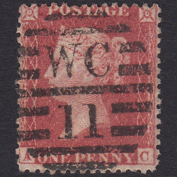 GB QV 1857 1d Pl 27 SG40-C10(1) AC FU Missing Imprimatur London D&S WC11