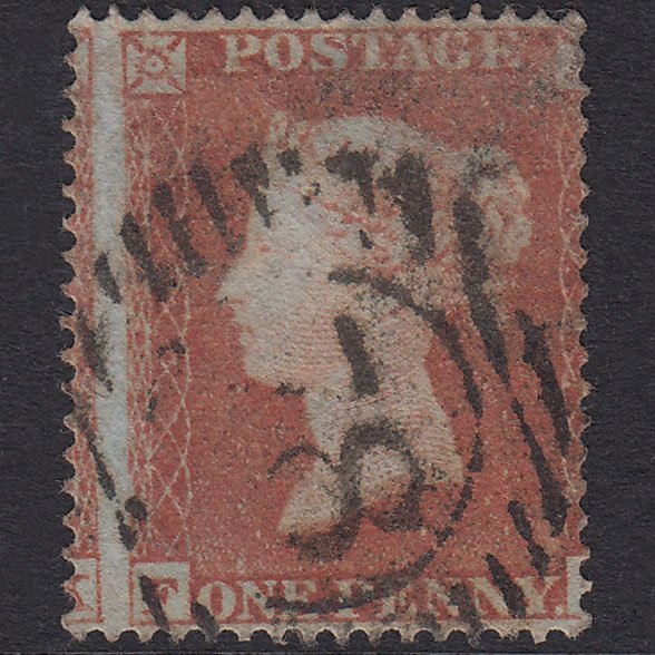 GB QV 1854 1d Red-Brown SG17-C1(1) FL GU London D&S 78 Misperf
