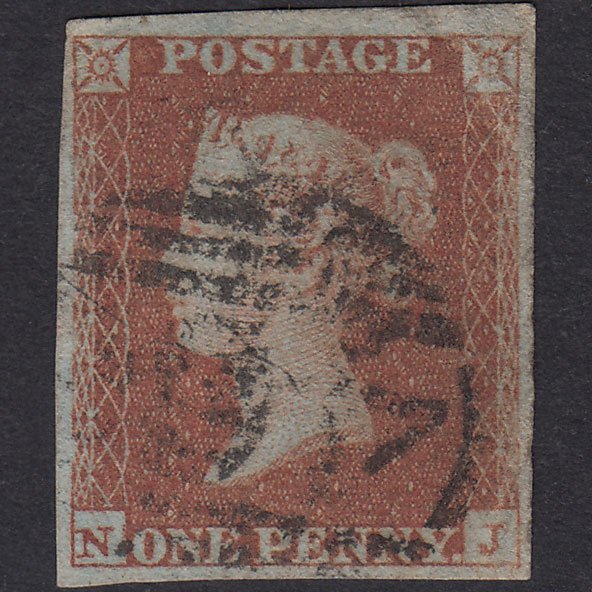 GB QV 1841 1d Red-Brown Plate 99 SG8-B1(1) NJ GU 4 Margins Liverpool 466