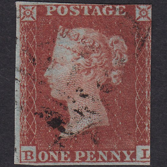 1841 1d Deep Red-Brown Plate 158 SG10-B2(4) BL FU 3 Margins Light Cancel