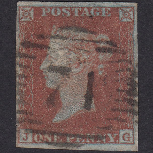 GB QV 1841 1d Red-Brown Plate 140 SG8-B2(1) JG GU 4M London IS Cancel