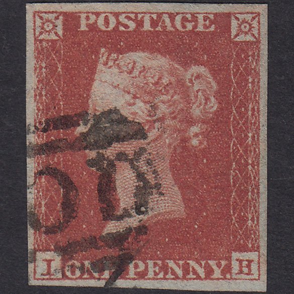 GB QV 1841 1d Lake-Red Plate 160 SG11-B2(2) IH FU 4 Good Margins