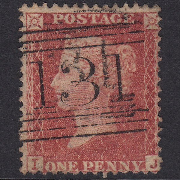 GB QV 1857 1d Rose-Red Plate 36 SG40-C10(1) IJ GU Edinburgh 131