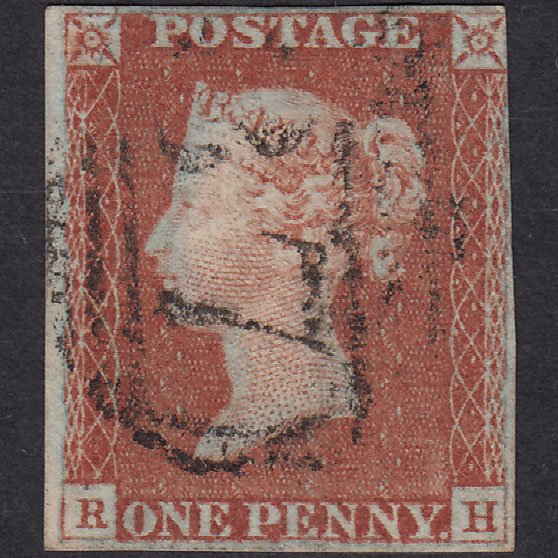 GB QV 1841 1d Red-Brown Plate 61 SG8-B1(1) RH FU Nr 4 Margins