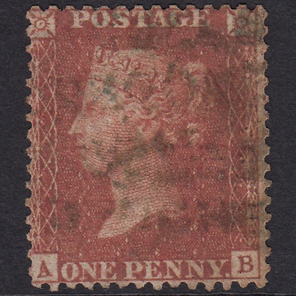 GB QV 1857 1d Rose-Red Plate 36 SG40-C10(1) AB GU Missing Imprimatur