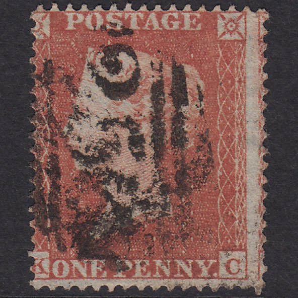 GB QV 1854 1d Red-Brown Plate 163 SG17-C1(1) KC GU Micro Tear