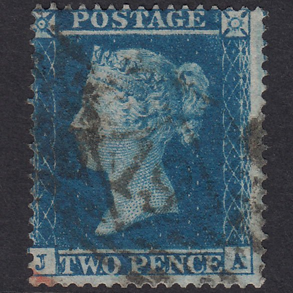 GB QV 1854 2d Deep Blue Plate 4 SG19-F1(1) JA FU London IS 19