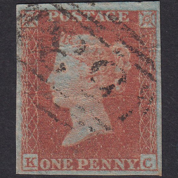 GB QV 1841 1d Red-Brown Plate 143 SG8-B2(1) KC GU 4 Good Margins Bath 53