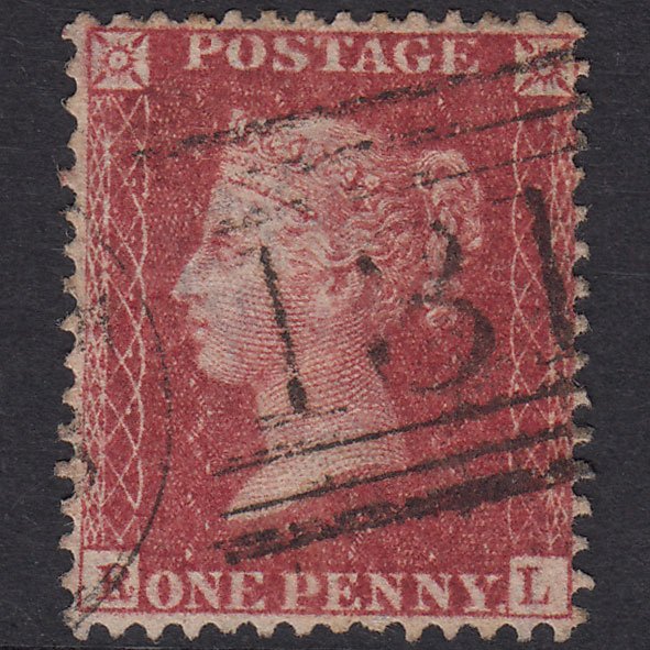 GB QV 1857 1d Plate 58 SG41-C10(2) RL FU Edinburgh 131 Corrosion Mark