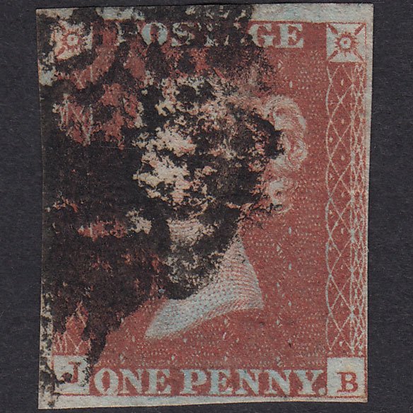 GB QV 1841 1d Red-Brown Penny Black Plate 10 SG7-A2 JB GU 4M MX