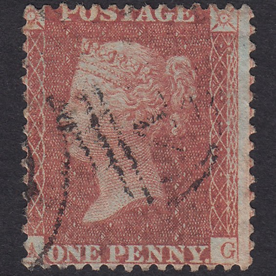 GB QV 1856 1d Red-Brown Plate 33 SG29-C8(1) AG GU Missing Imprimatur