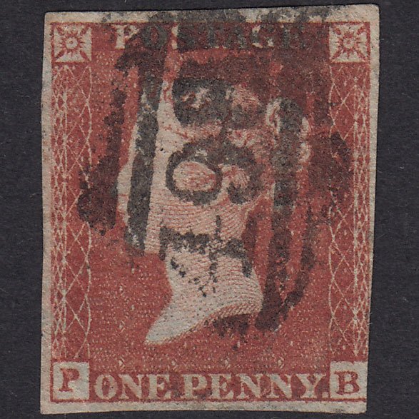 GB QV 1841 1d Red-Brown Plate 153 SG8-B2(1) PB GU 3 Margins Manchester 498