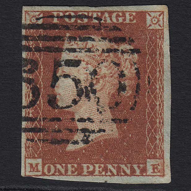 GB QV 1841 1d Red-brown (Plate 96) (SG8) 'ME' FU 4 Margins