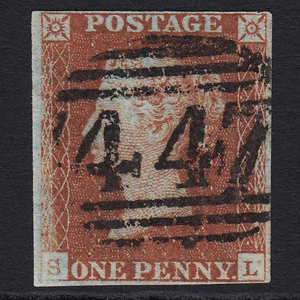 GB QV 1841 1d Red-brown (Plate 48) (SG8) 'SL' GU Leeds (447) 4 Margins