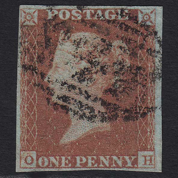GB QV 1841 1d Red-brown (Plate 85) (SG8) 'OH' FU 4 Margins