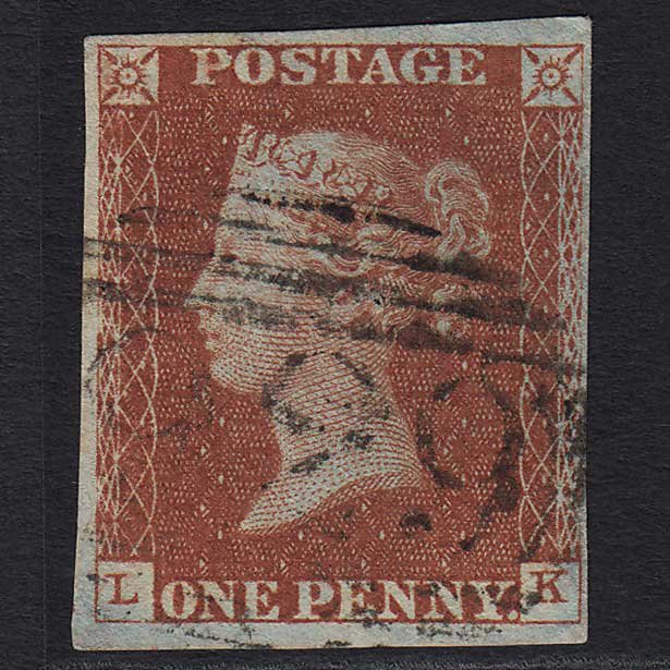 GB QV 1841 1d Red-brown (Plate 44) (SG8) 'LK' GU Yeovil (929) 4M Pinhole