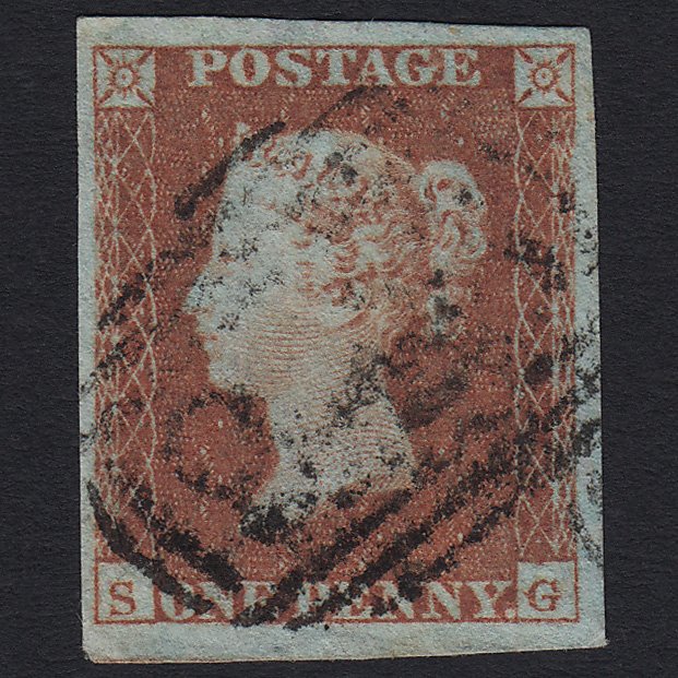 GB QV 1841 1d Red-brown (Plate 98) SG8-B1(1) SG GU 4 Margins