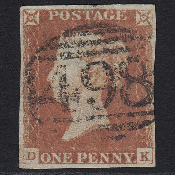GB QV 1841 1d Red-brown (Plate 67) SG8-B1(1) DK GU Manchester 498 4 Margins