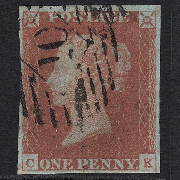 GB QV 1841 1d Red-brown (Plate 74) SG8-B1(1) CK FU 4 Margins London IS 10