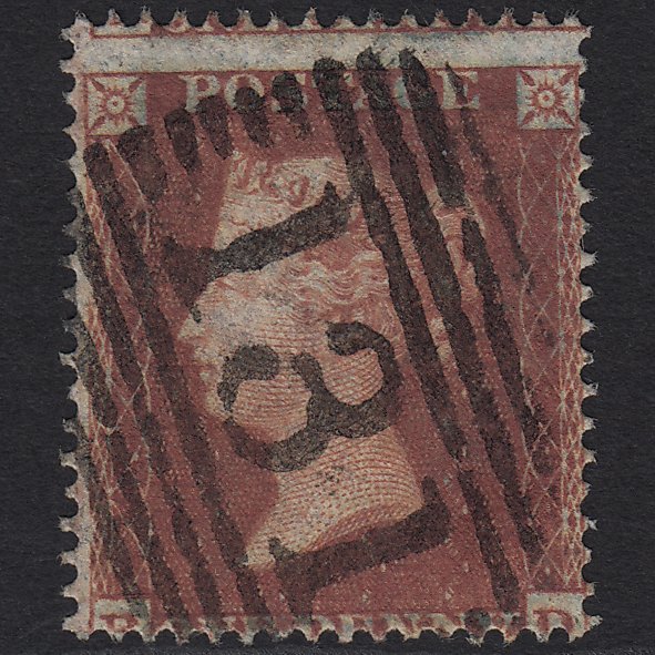 GB QV 1854 1d Plum (Plate 186) SG17-C1(4) BD FU Edinburgh 131 Cat£1500