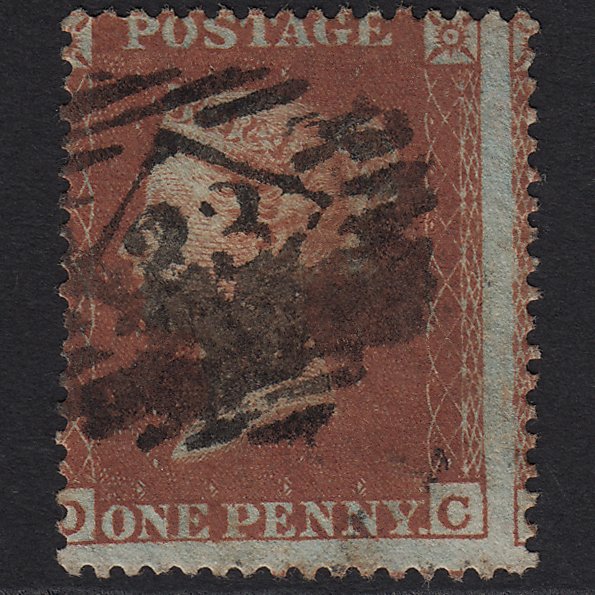 GB QV 1854 1d Red-brown SG17-C1(1) GU London IS 23 Misperf
