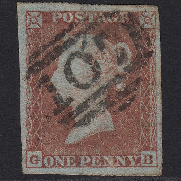 GB QV 1841 1d Pale Red-brown (Plate 162) SG9-B2(3) GB GU Bradford 107 4 Margin