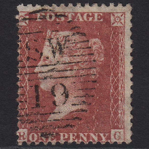 GB QV 1857 1d Rose-red (Plate 44) SG40-C10(1) RC FU in London SW19