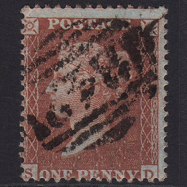 GB QV 1855 1d Red-brown (Plate 12) C6(1) SD GU