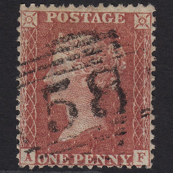 GB QV 1857 1d Rose-red SG40-C10(1) AF FU Offset on Reverse