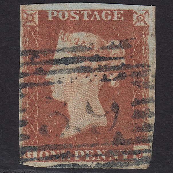 GB QV 1841 1d (Plate 74) SG8-B1(1) GJ GU 4M Imperf Blue-black Beauly 39