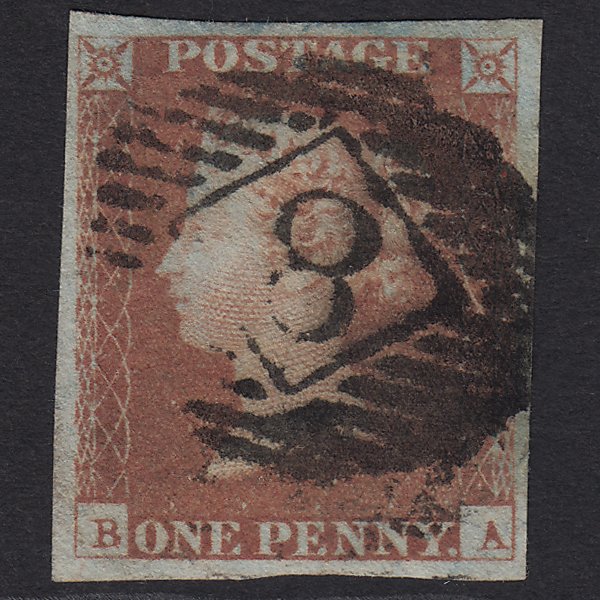 GB QV 1841 1d Red-brown (Plate 85) SG8-B1(1) BA GU 4M Imperf London IS 8