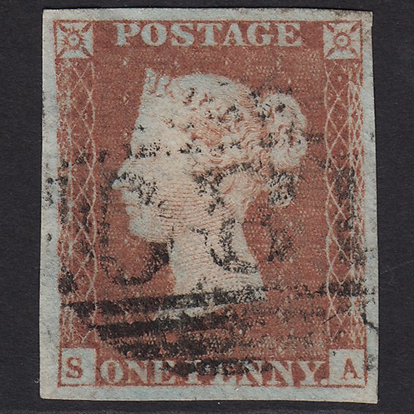 GB QV 1841 1d Red-brown (Plate 75) SG8-B1(1) SA FU 4 Margins Chester 180