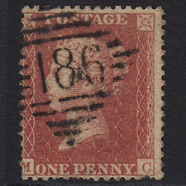 GB QV 1857 1d Rose-red (Plate 48) SG40-C10(1) MC GU Dublin 186