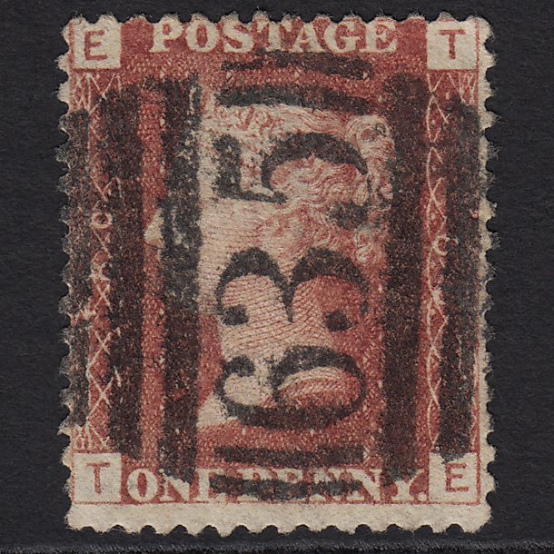 GB QV 1864 1d Lake-red (Plate 80) SG44-G1(2) TE GU Reading 635