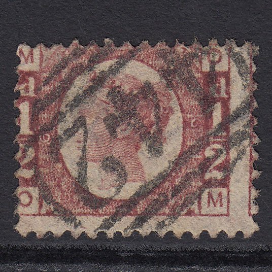 GB QV 1870 1/2d Rose-red (Plate 6) SG48-G4 OM FU Bude 442 Misaligned 6 Misperf