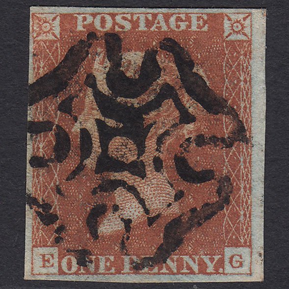 GB QV 1841 1d Red-brown (Plate 38) SG8-B1(1) EG FU 4M Unusual Maltese Cross
