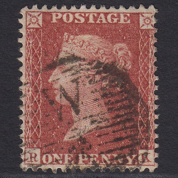 GB QV 1857 1d Rose-red (Plate 56) SG40-C10(1) RK GU London D&S Cancel