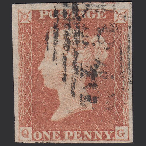 GB QV 1841 1d Red-brown (Plate 77) SG8-B1(1) QG FU 4 Margins