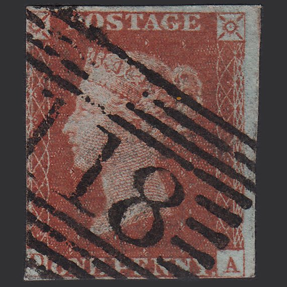 GB QV 1841 1d Red-brown (Plate 50) SG8-B1(1) DA GU 3 Margins Dunkeld 118