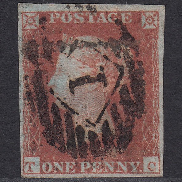 GB QV 1841 1d Red-brown (Plate 105) SG8-B1(1) TC GU 4 Margins London IS 1