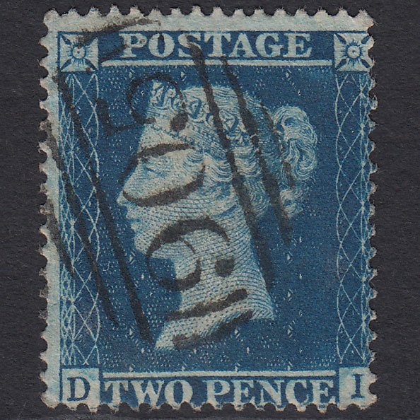 GB QV 1858 2d Blue (Plate 6) SG36a-f8 DI VFU Wolverhampton 905
