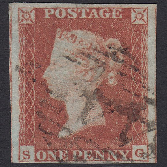GB QV 1841 1d Red-brown (Plate 75) SG8-B1(1) SG FU Waterford 445