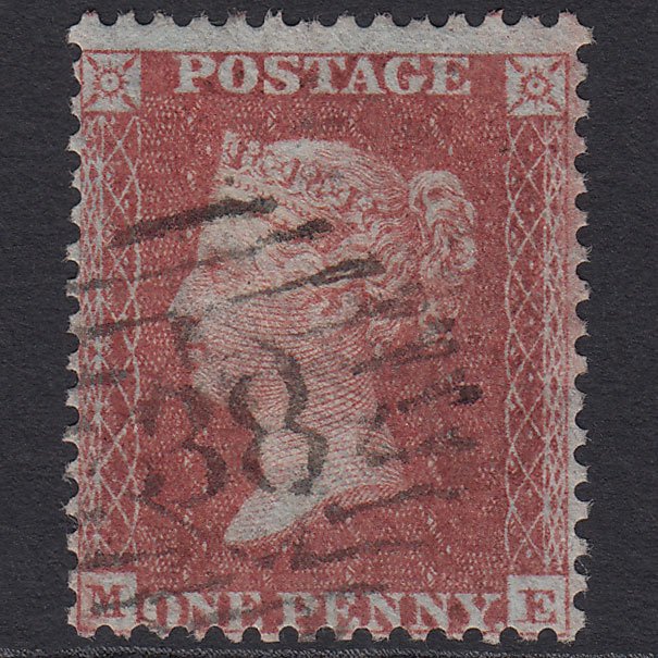 GB QV 1855 1d Red-brown (Plate 17) SGC6(1) ME FU London IS 38