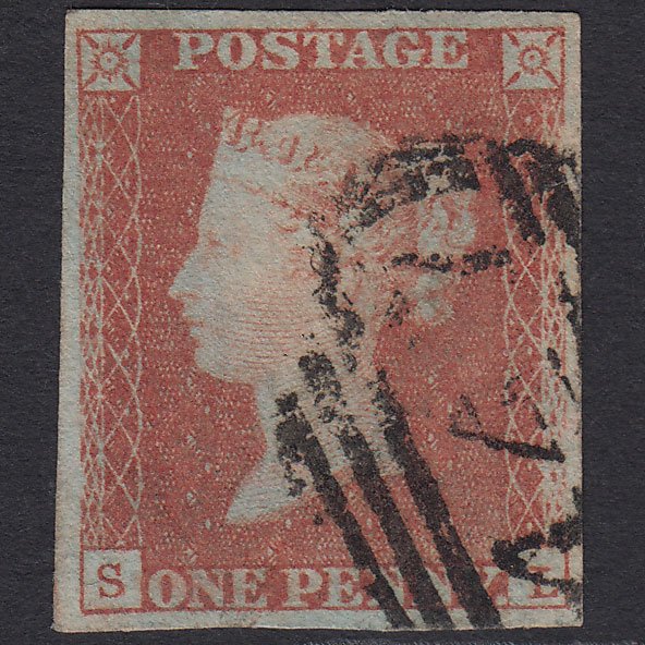 GB QV 1841 1d Red-brown (Plate 92) SG8-B1(1) SL FU 4 Good Margins Leeds 447