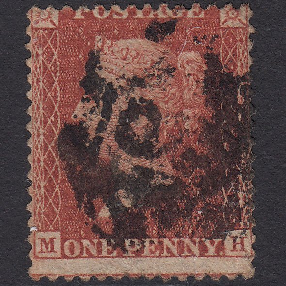 GB QV 1855 1d Red-brown (Plate 13) SG24-C3(1) MH GU London IS Cancel Misperf